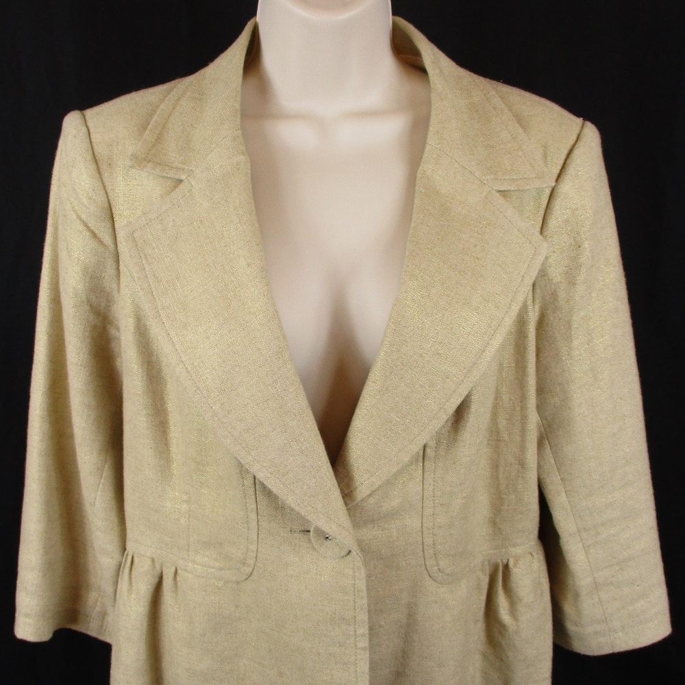 Peter Nygard Linen Blend Blazer Oatmeal Gold Sheen